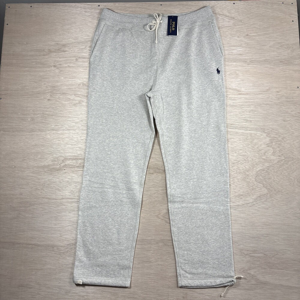 NWT Polo Ralph Lauren Fleece Track Pants Heather Grey Drawstring Sweatpants XL